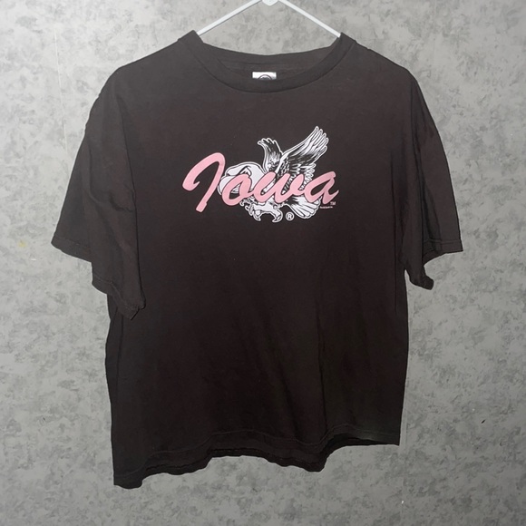 Y2K 100% Cotton Delta Pro Weights Iowa Hawkeyes Brown/Pink Graphic - Picture 2 of 5